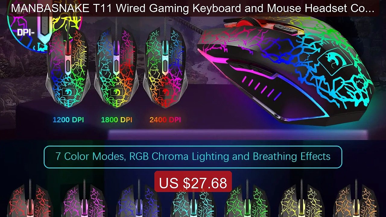 MANBASNAKE T11 Wired Gaming Keyboard and Mouse Headset Combo,Rainb... -- Best Deal 2026 | Shop Now!