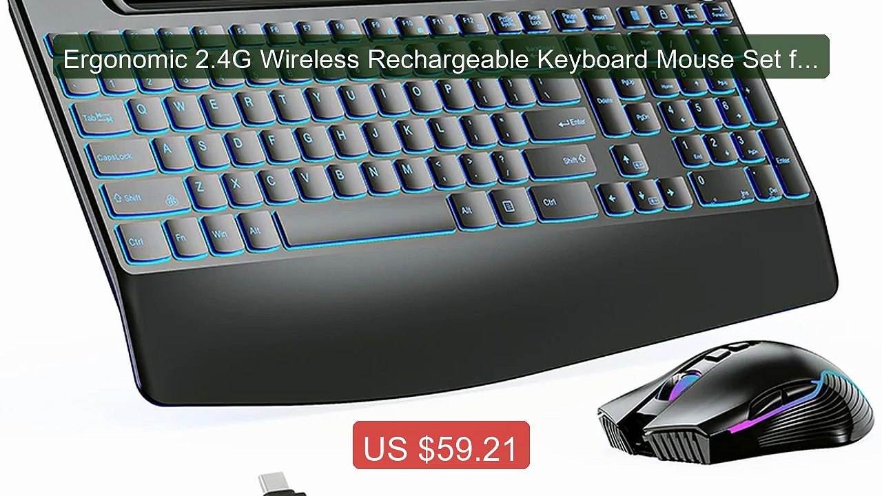Ergonomic 2.4G Wireless Rechargeable Keyboard Mouse Set for L... -- Amazing Value 2026 | Must Have!