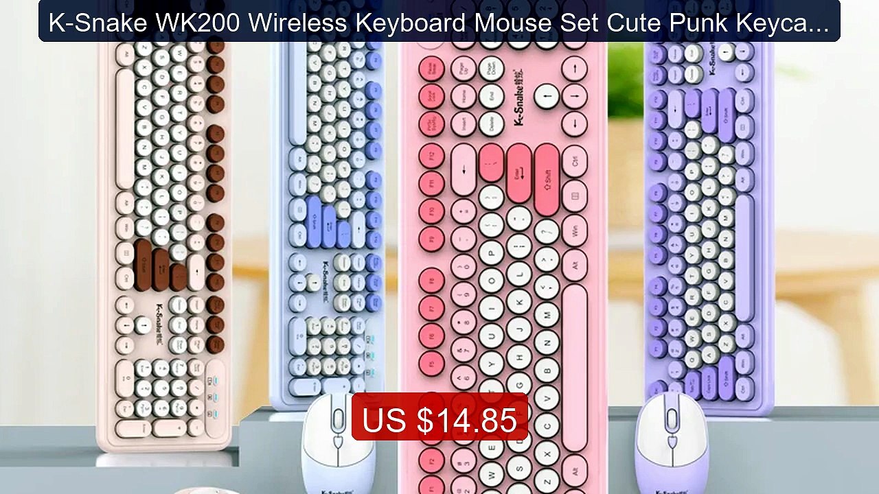K-Snake WK200 Wireless Keyboard Mouse Set Cute Punk Keycap USB Wir... -- Best Deal 2026 | Shop Now!