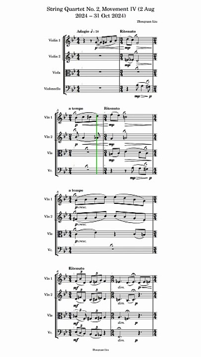 String Quartet No. 2, Movement IV (2 Aug 2024 – 31 Oct 2024) (Full Score, Portrait)