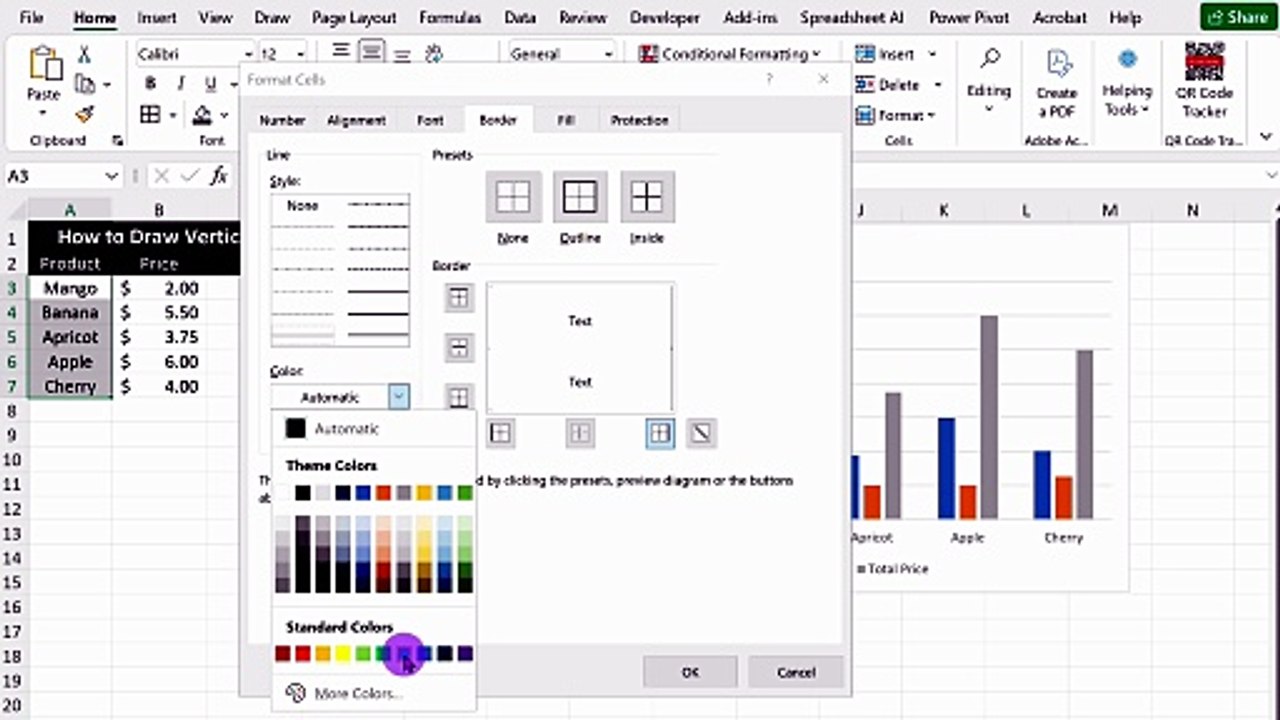 2 Ways to Draw Vertical Lines in Excel (Step-by-Step)