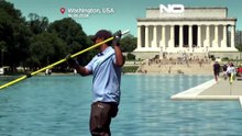 A Washington la piscina del Lincoln Memorial diventa verde pochi giorni dopo il restauro