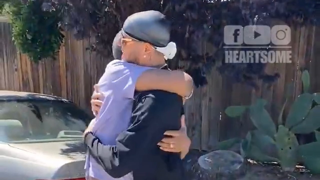 California dad bursts into tears after surprise visit from son