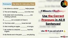 #GrammarChallenge 🔠⚔️ Use the Correct Pronouns in All 8 Sentences! 📚