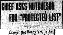 Thursday, 29th May 1913 Chief Asks Hutcheson for Protected List