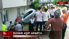 Bursa’da kontrolden çıkan otomobil apartman bahçesine uçtu