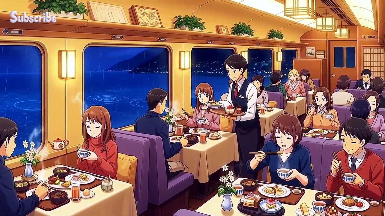 A Soft Rainy Night on the Train — Warm Food, Quiet Hearts & Gentle Moments (Ghibli Style)_1080p