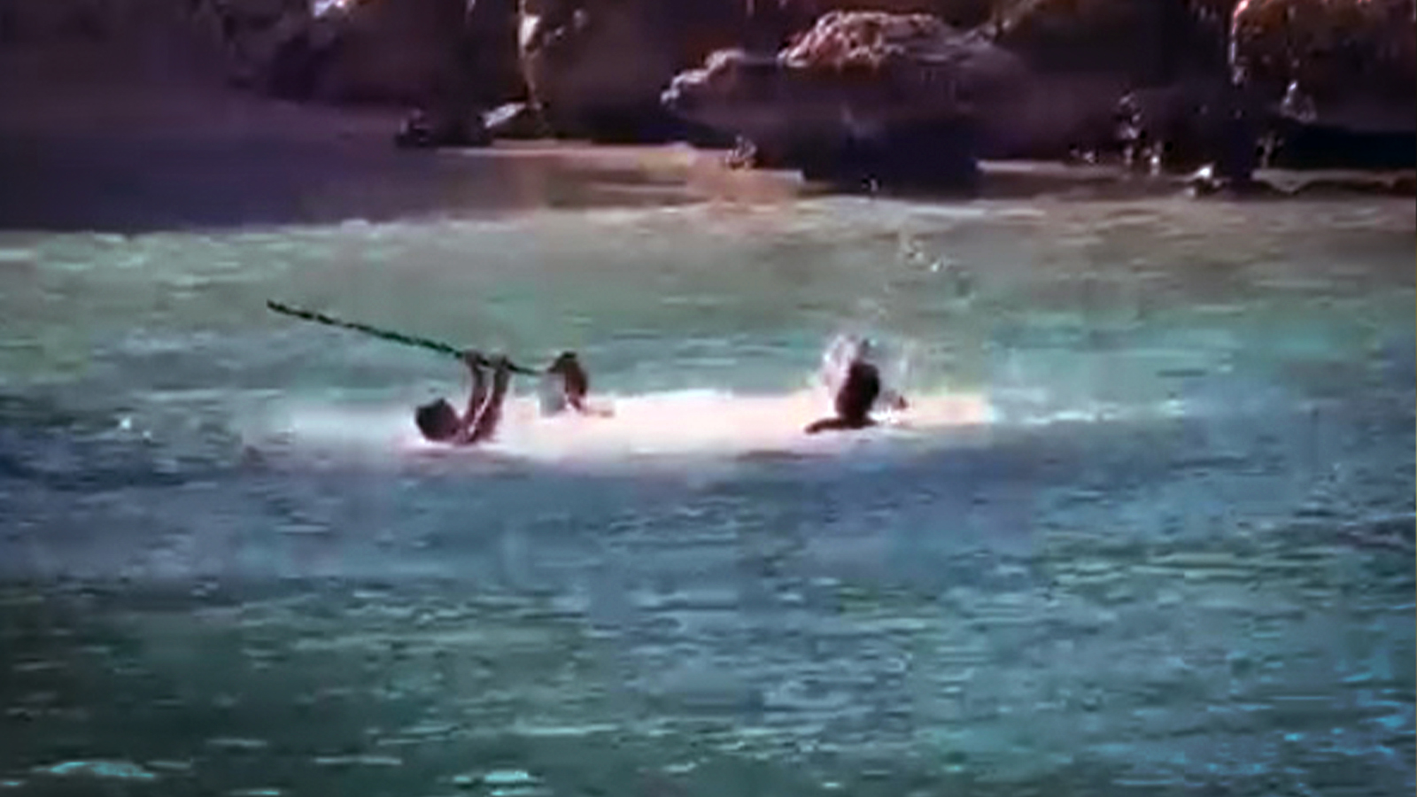 Mersin'de deniz ortasında sopalı kavga kamerada