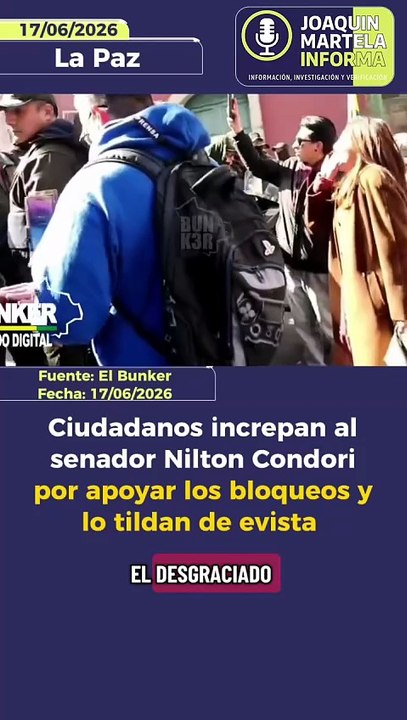 Ciudadanos increpan al senador Nilton Condori por apoyar los bloqueos y lo tildan de evista