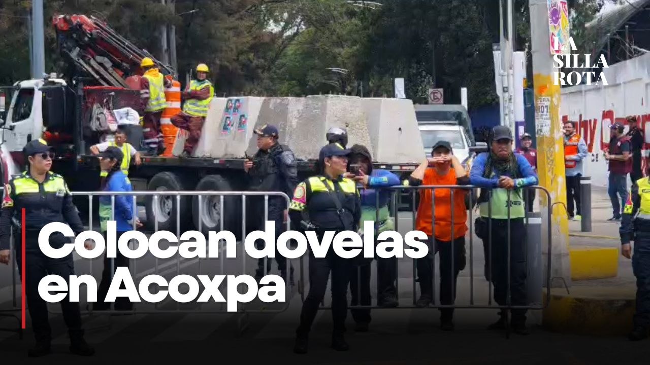 Autoridades instalan dovelas de concreto ante protesta de la CNTE en Acoxpa