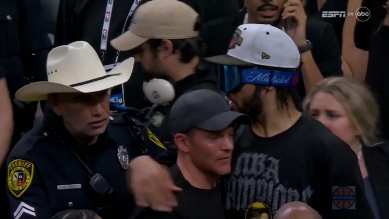 Texas cop pushes Jalen Brunson as Knicks celebrate Finals win in newly surfaced clip