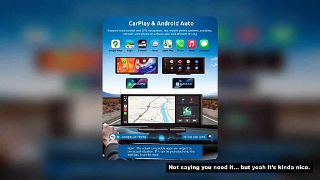 10.26" 4K 64GB Dash Cam Touch Screen Car Stereo Rearview Wireless Apple Carplay Android Auto Dual Le
