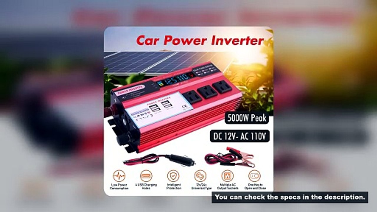 5000W Car Converter Power Inverter DC 12V To AC 110V Converter LCD 4 USB Ports and 110V AC Outlet Ci