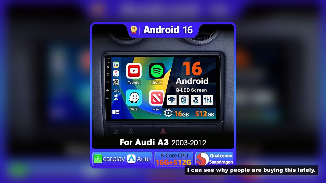 Android 16 Carplay Auto GPS Navigation Radio Multimedia Player For Audi A3 8P 2003 - 2013 2din Head