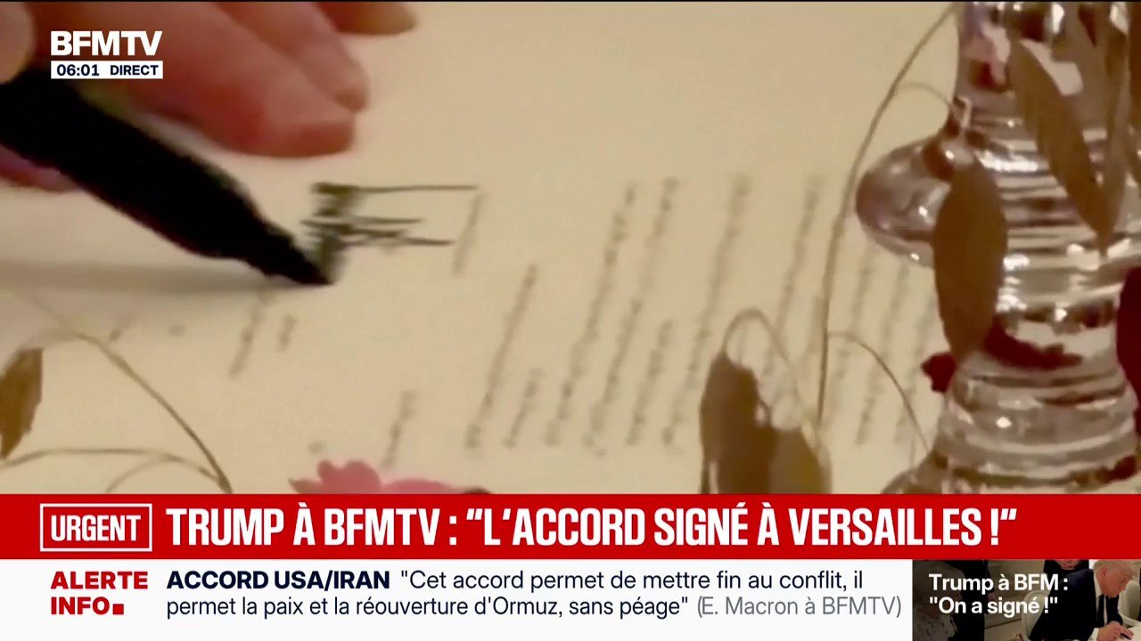 Les images de Donald Trump signant l'accord entre les États-Unis et l'Iran depuis le château de Versailles