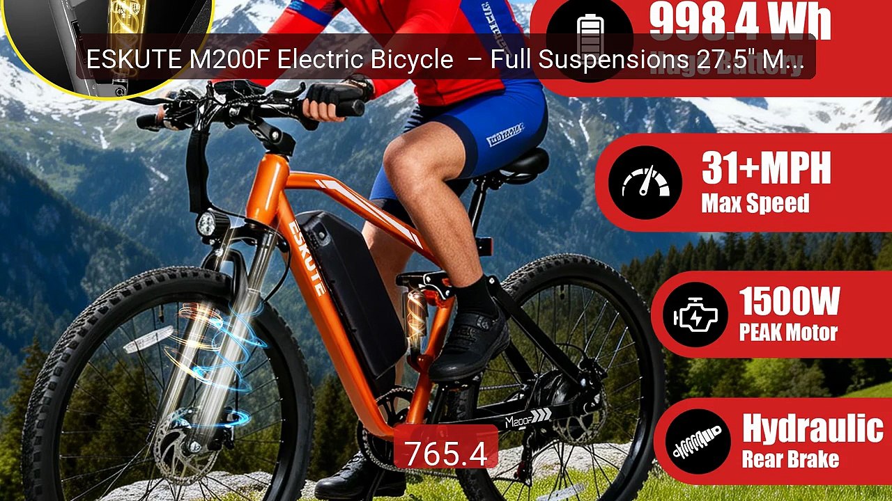 ESKUTE M200F Electric Bicycle  – Full Suspensions 27.5" Mounta... -- Best Buy 2026 | Great Quality!
