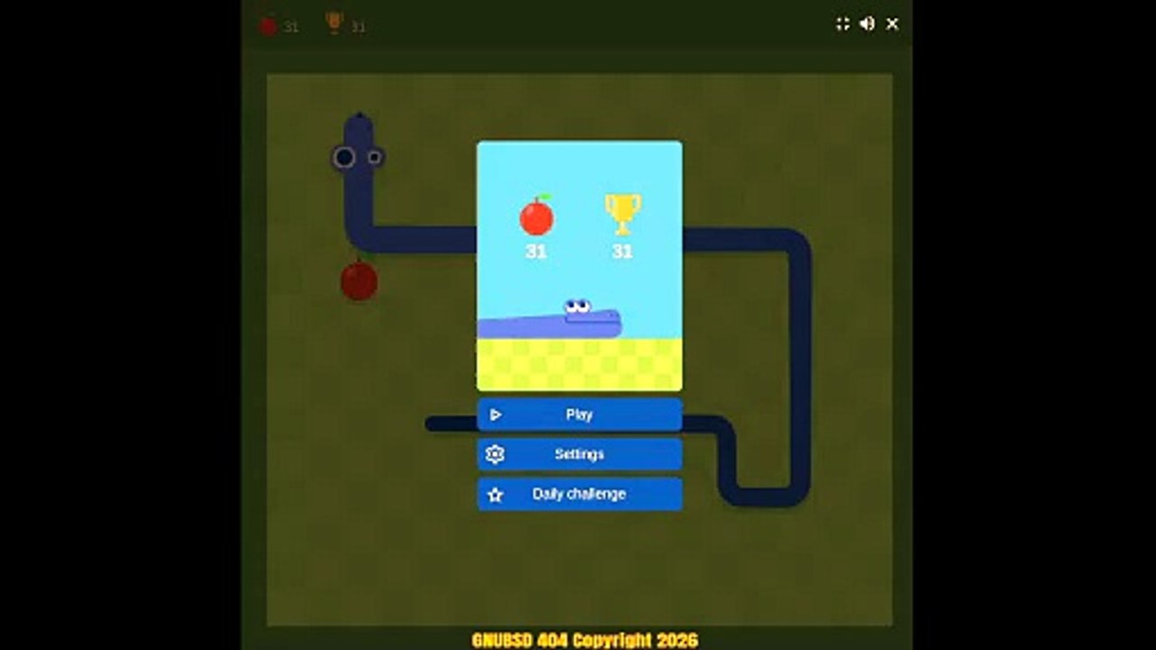 GNUBSD 404 Short N166 Google Snake Game2 (Big Screen) (Linux/Web)