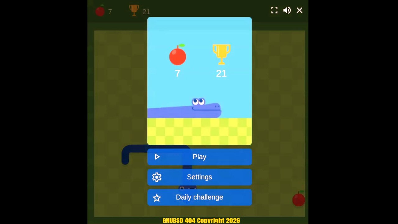 GNUBSD 404 Short N165 Google Snake Game 1 (Small Screen) (Linux/Web)