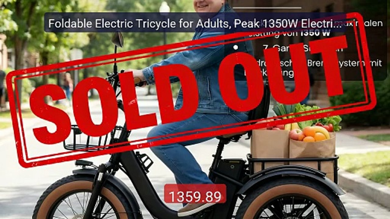 Foldable Electric Tricycle for Adults, Peak 1350W Electric ... -- Top Pick 2026 | Unbeatable Price!