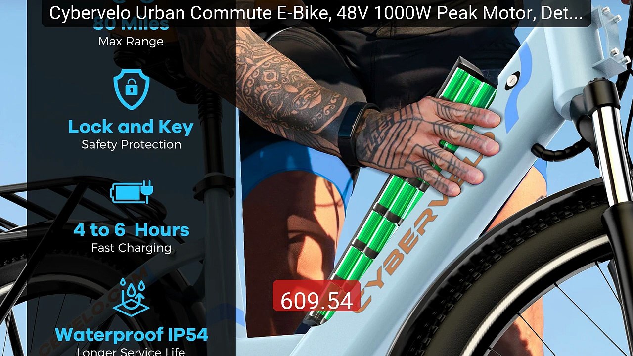 Cybervelo Urban Commute E-Bike, 48V 1000W Peak Motor, Detachab... -- Best Buy 2026 | Great Quality!