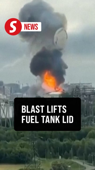 Video shows fuel storage lid flying off as drone hits Moscow refinery