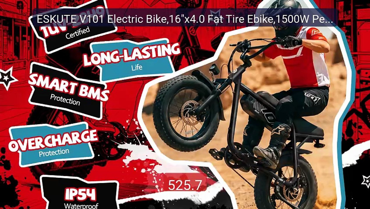 ESKUTE V101 Electric Bike,16"x4.0 Fat Tire Ebike,1500W Peak,El... -- Hot Deal 2026 | Limited Offer!