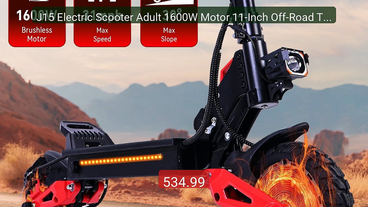 J15 Electric Scooter Adult 1600W Motor 11-Inch Off-Road Tyres ... -- Best Buy 2026 | Great Quality!