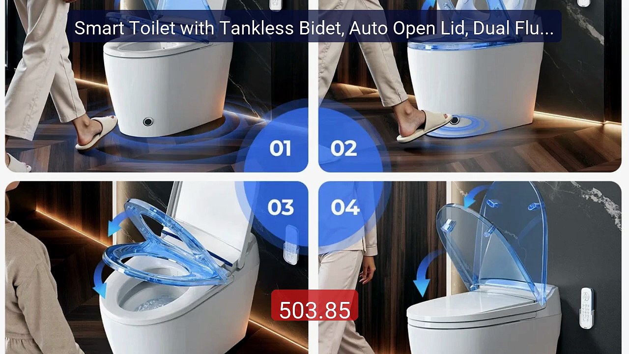 Smart Toilet with Tankless Bidet, Auto Open Lid, Dual Flush 1.... -- Best Buy 2026 | Great Quality!