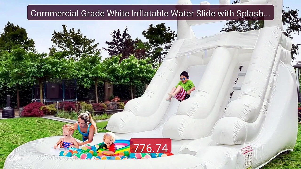 Commercial Grade White Inflatable Water Slide with Splash Poo... -- Amazing Value 2026 | Must Have!