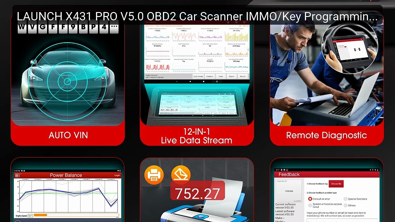 LAUNCH X431 PRO V5.0 OBD2 Car Scanner IMMO/Key...