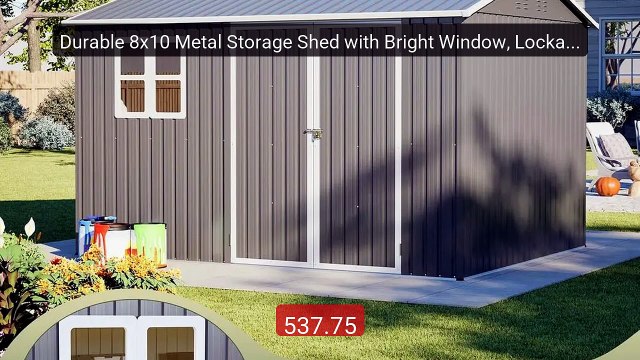 Durable 8x10 Metal Storage Shed with Bright Window, Lockable D... Best Buy 2026 | Great Quality!