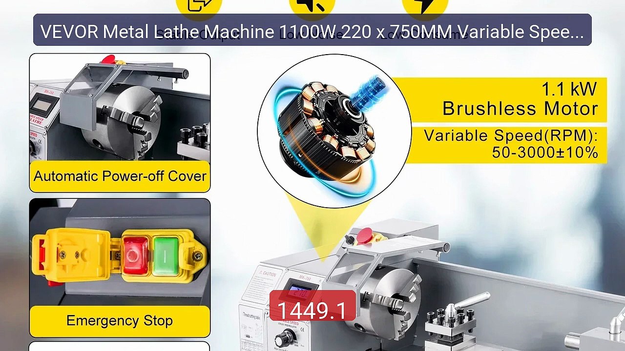 VEVOR Metal Lathe Machine 1100W 220 x 750MM Variable Speed LED... -- Hot Deal 2026 | Limited Offer!