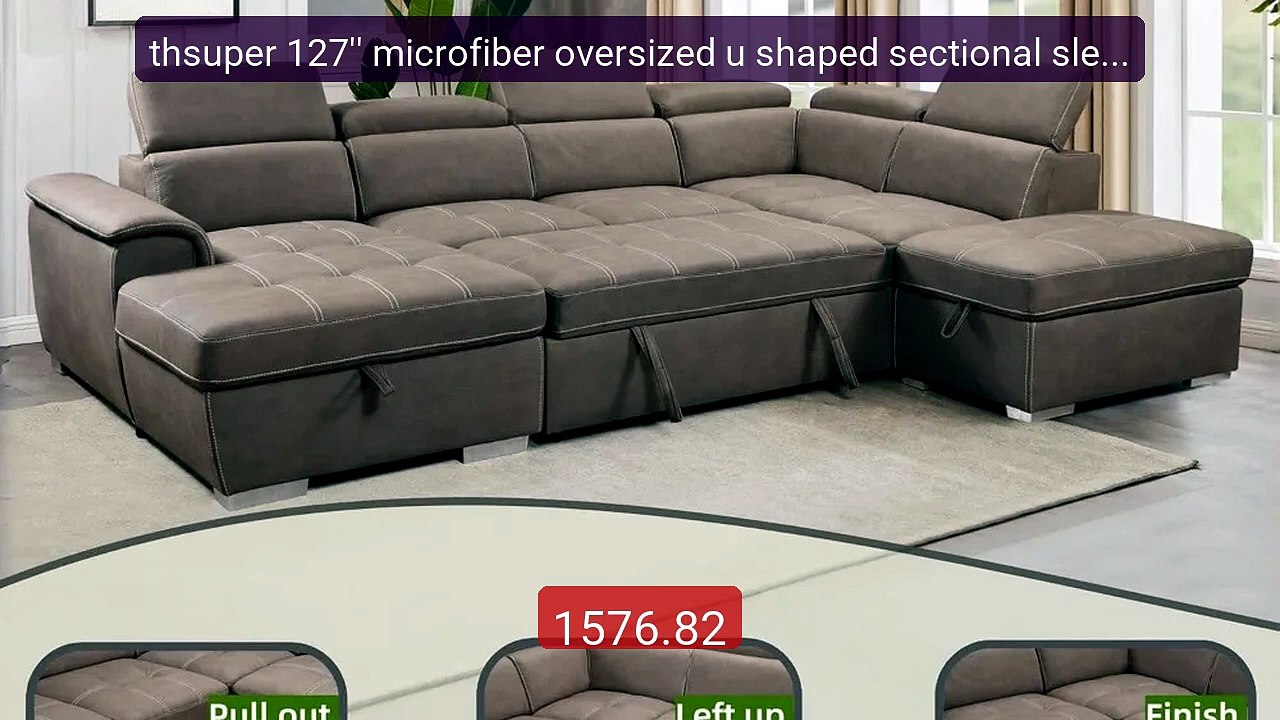 thsuper 127'' microfiber oversized u shaped sectional sleeper ... -- Hot Deal 2026 | Limited Offer!