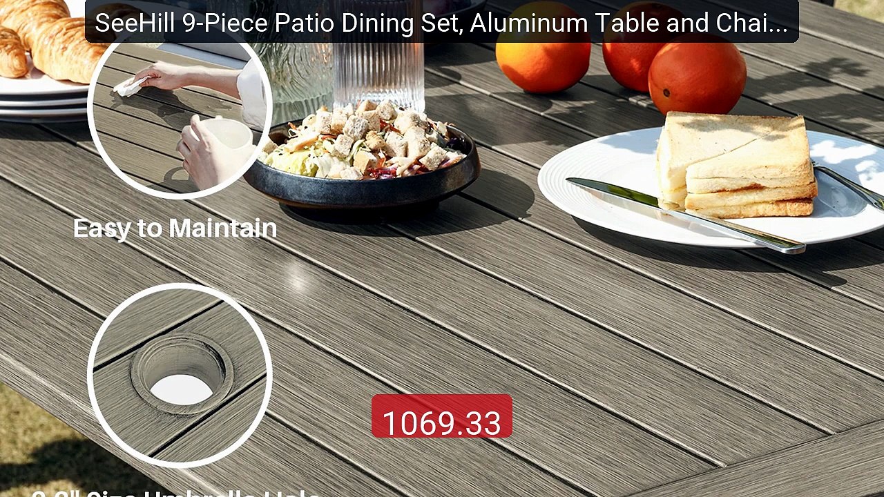 SeeHill 9-Piece Patio Dining Set, Aluminum Table and Chairs wi... -- Hot Deal 2026 | Limited Offer!
