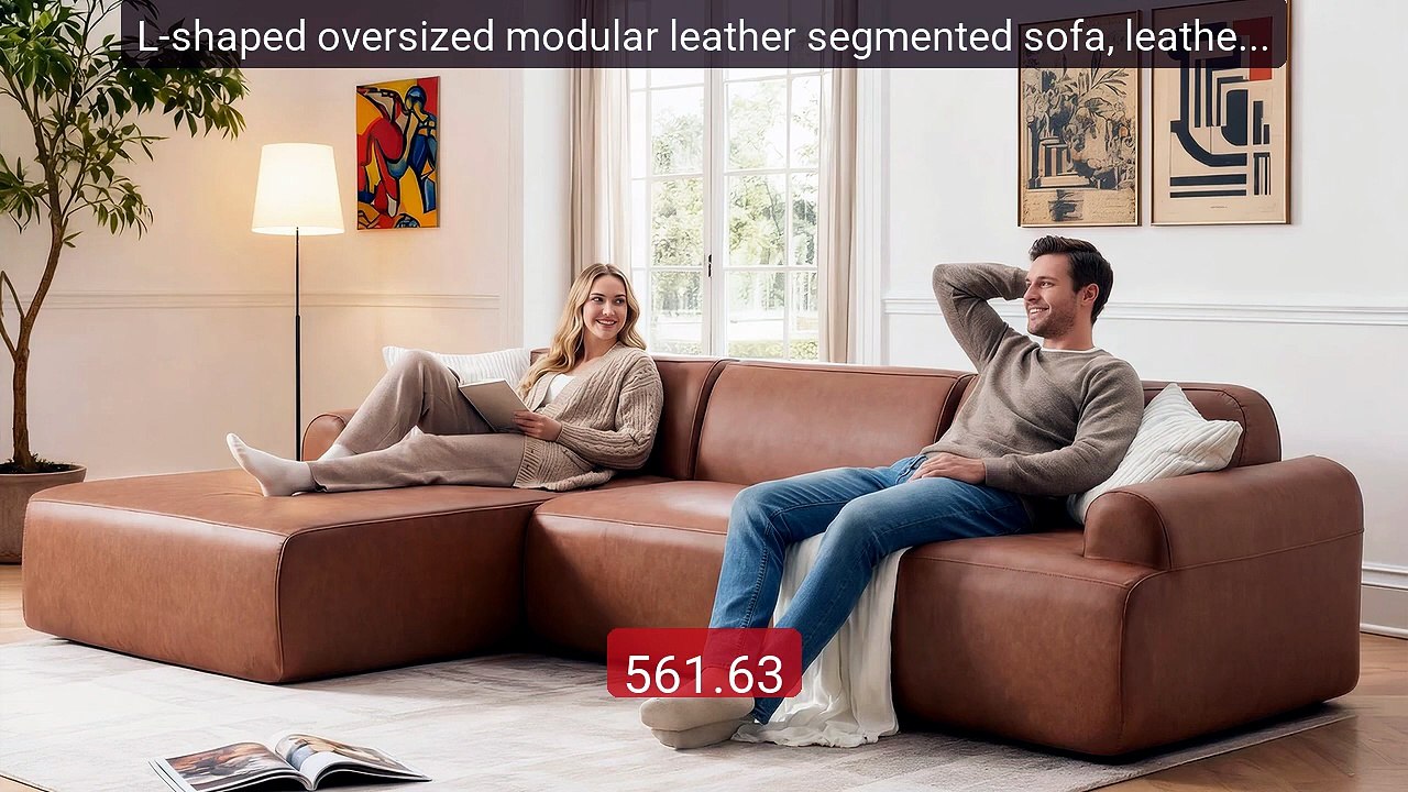 L-shaped oversized modular leather segmented sofa, leather dee... -- Hot Deal 2026 | Limited Offer!