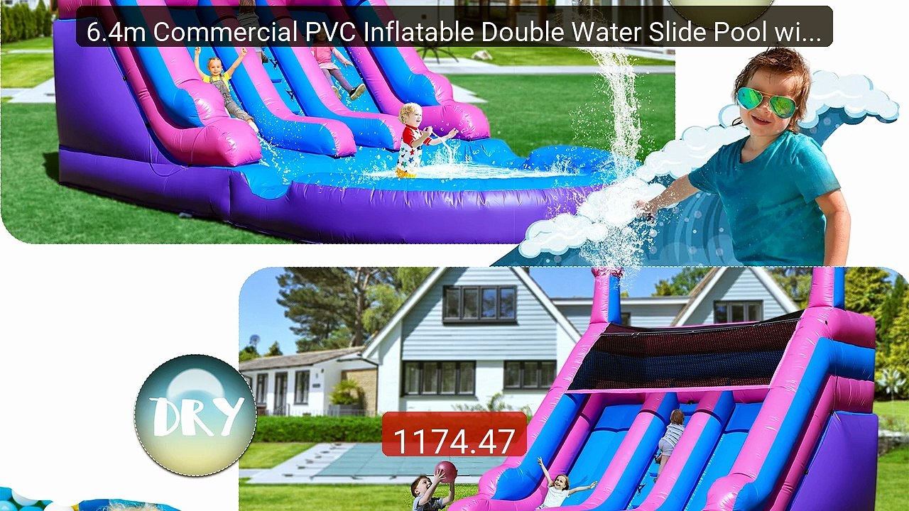 6.4m Commercial PVC Inflatable Double Water Slide Pool with Blower ... -- Top Rated 2026 | Buy Now!