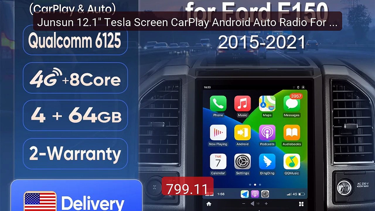 Junsun 12.1" Tesla Screen CarPlay Android Auto Radio For Fo... -- Top Pick 2026 | Unbeatable Price!