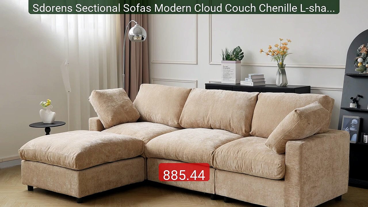 Sdorens Sectional Sofas Modern Cloud Couch Chenille L-shaped ... -- Amazing Value 2026 | Must Have!