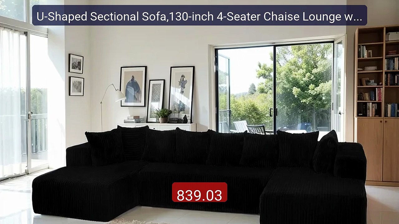 U-Shaped Sectional Sofa,130-inch 4-Seater Chaise Lounge with ... -- Amazing Value 2026 | Must Have!