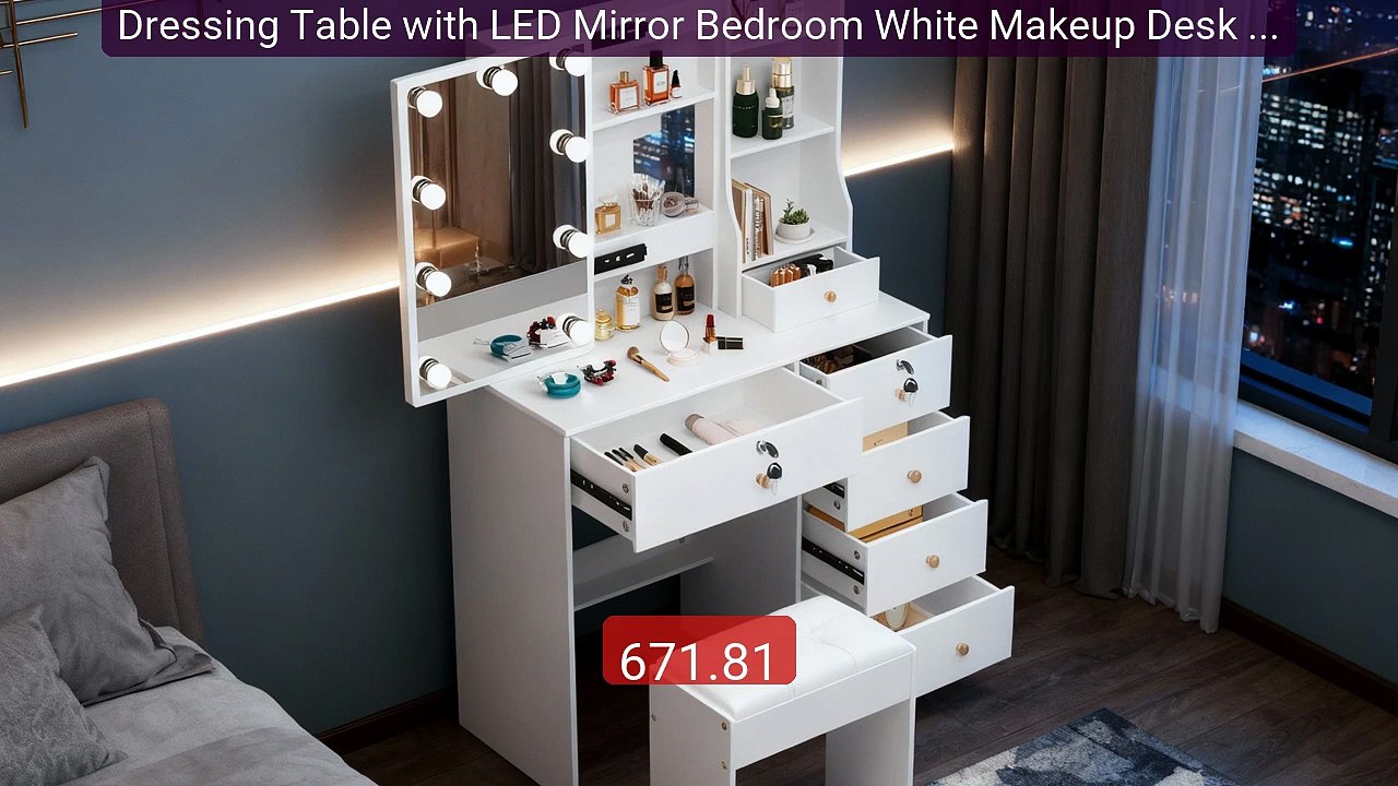 Dressing Table with LED Mirror Bedroom White Makeup Desk Va... -- Top Pick 2026 | Unbeatable Price!