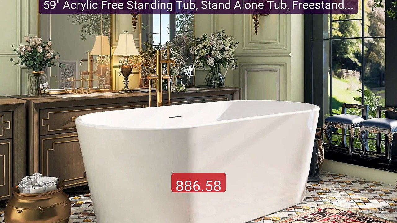 59" Acrylic Free Standing Tub, Stand Alone Tub, Freestanding Batht... -- Best Deal 2026 | Shop Now!