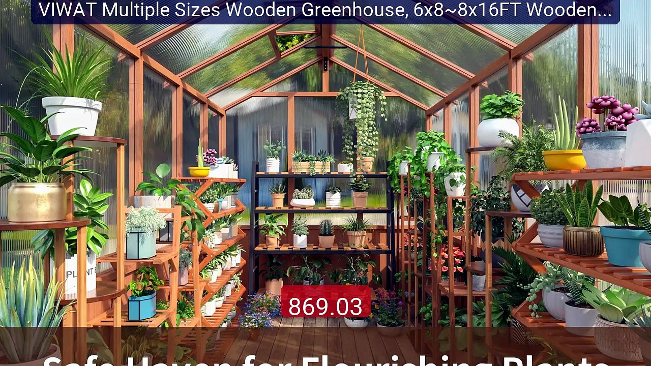 VIWAT Multiple Sizes Wooden Greenhouse, 6x8~8x16FT Wooden Greenhous... -- Top Rated 2026 | Buy Now!