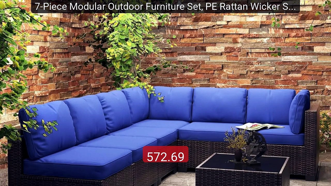 7-Piece Modular Outdoor Furniture Set, PE Rattan Wicker Sectional M... -- Top Rated 2026 | Buy Now!