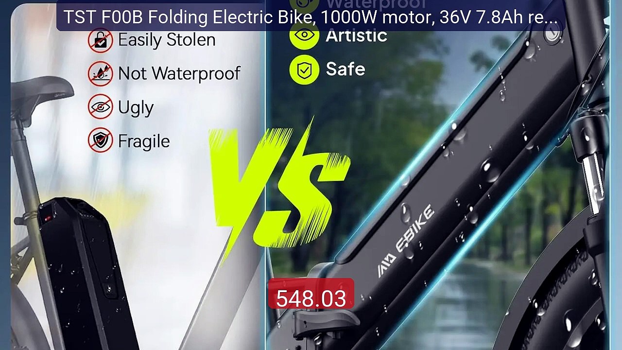 TST F00B Folding Electric Bike, 1000W motor, 36V 7.8Ah removab... -- Hot Deal 2026 | Limited Offer!