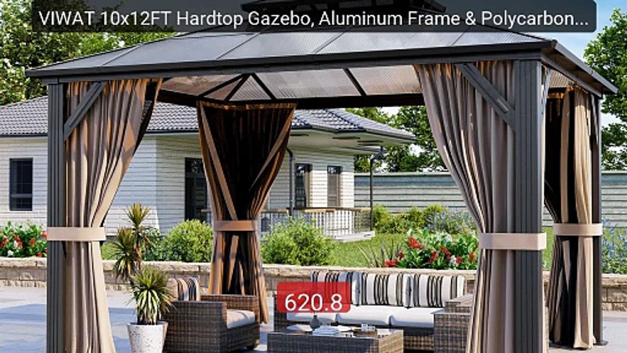 VIWAT 10x12FT Hardtop Gazebo, Aluminum Frame & Polycarbonate ... -- Amazing Value 2026 | Must Have!