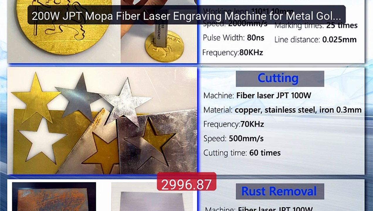 200W JPT Mopa Fiber Laser Engraving Machine for Metal Gold Sil... -- Hot Deal 2026 | Limited Offer!