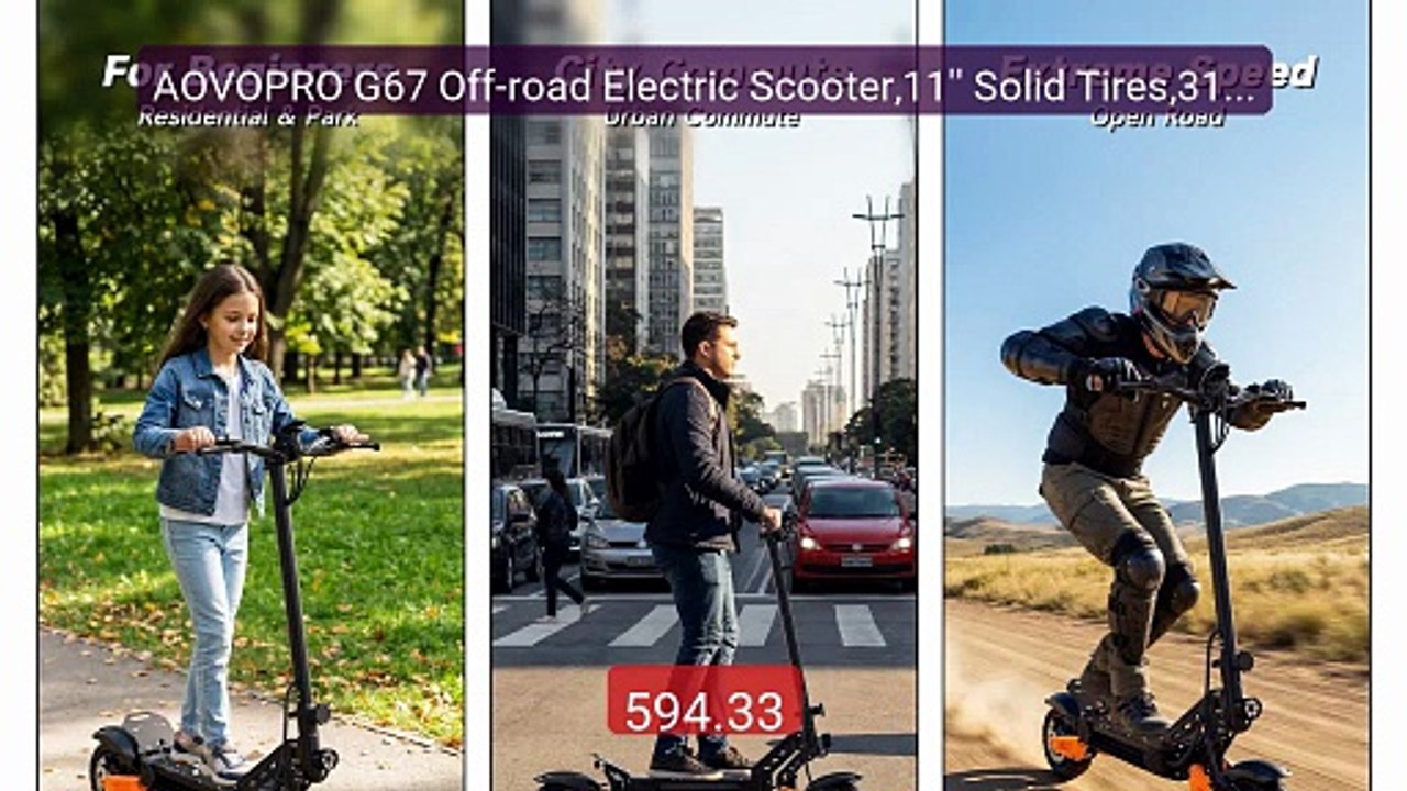 AOVOPRO G67 Off-road Electric Scooter,11'' Solid Tires,31MP... -- Top Pick 2026 | Unbeatable Price!