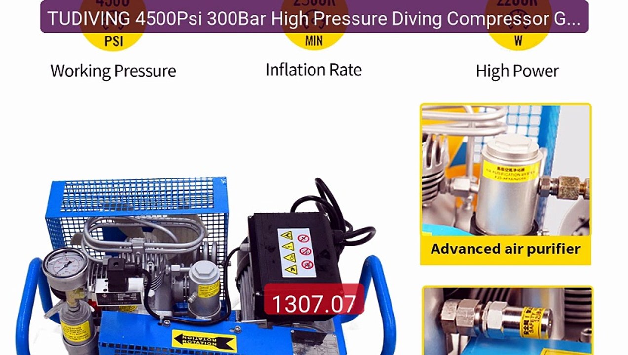 TUDIVING 4500Psi 300Bar High Pressure Diving Compressor Gasol... -- Amazing Value 2026 | Must Have!