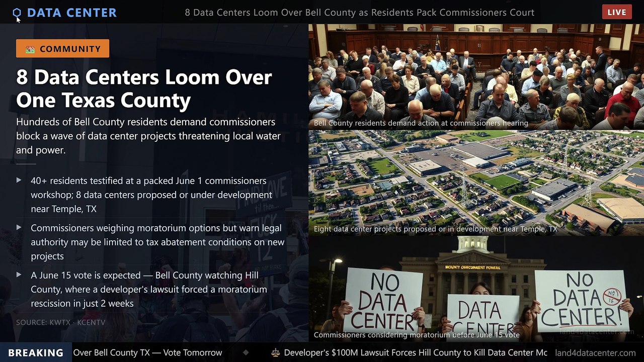 Texas County Votes to Block 8 Data Centers — Residents Fight Back