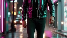 "Neon Nights - Stylish Walk in Cyberpunk City 🌃✨"